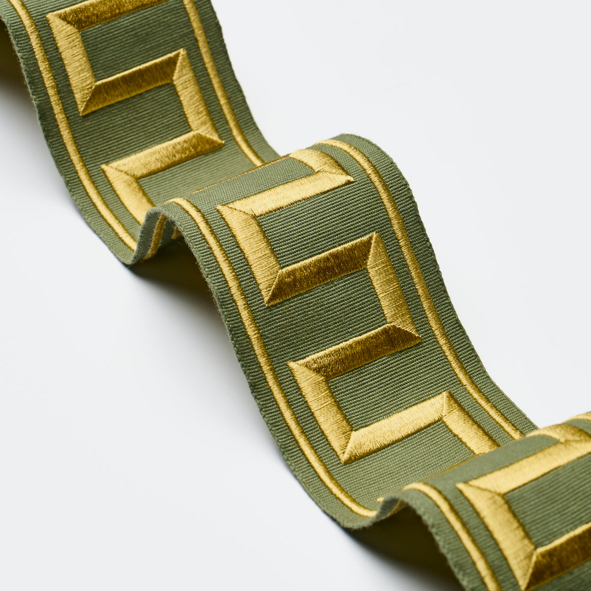 GREEK-KEY-EMBROIDERED-TAPE-OLIVE-SCHUMACHER-70809 - Schumacher Trim