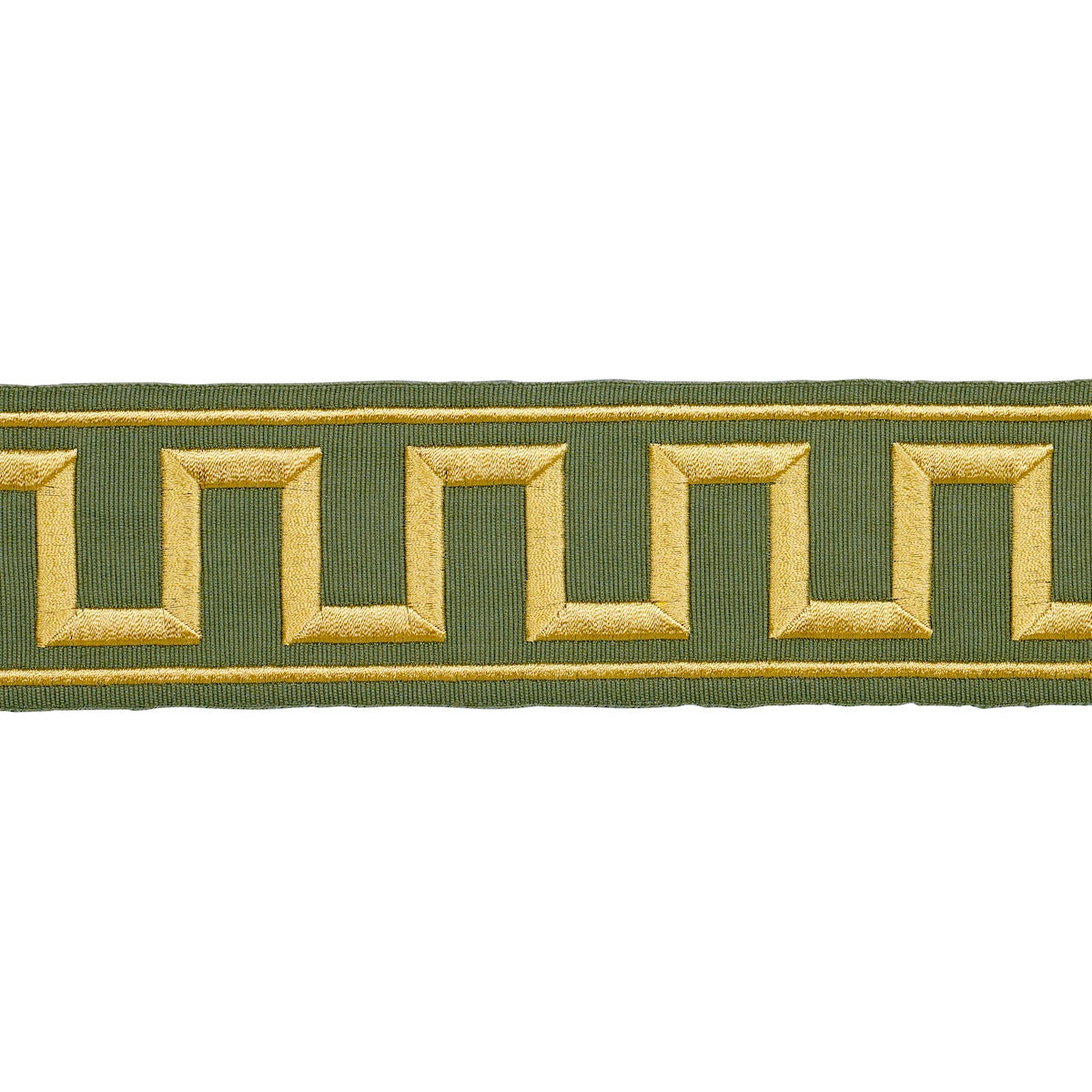GREEK-KEY-EMBROIDERED-TAPE-OLIVE-SCHUMACHER-70809 - Schumacher Trim