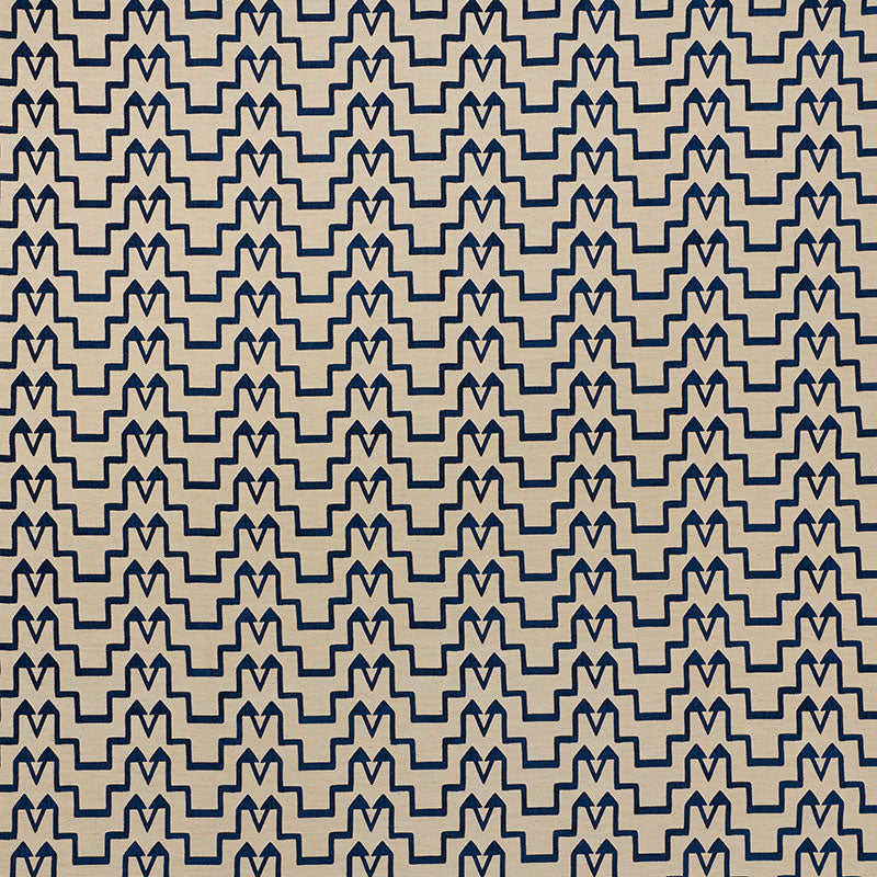 Turkish Step - Blue/Natural - Schumacher 71243 Fabric - Schumacher Fabric