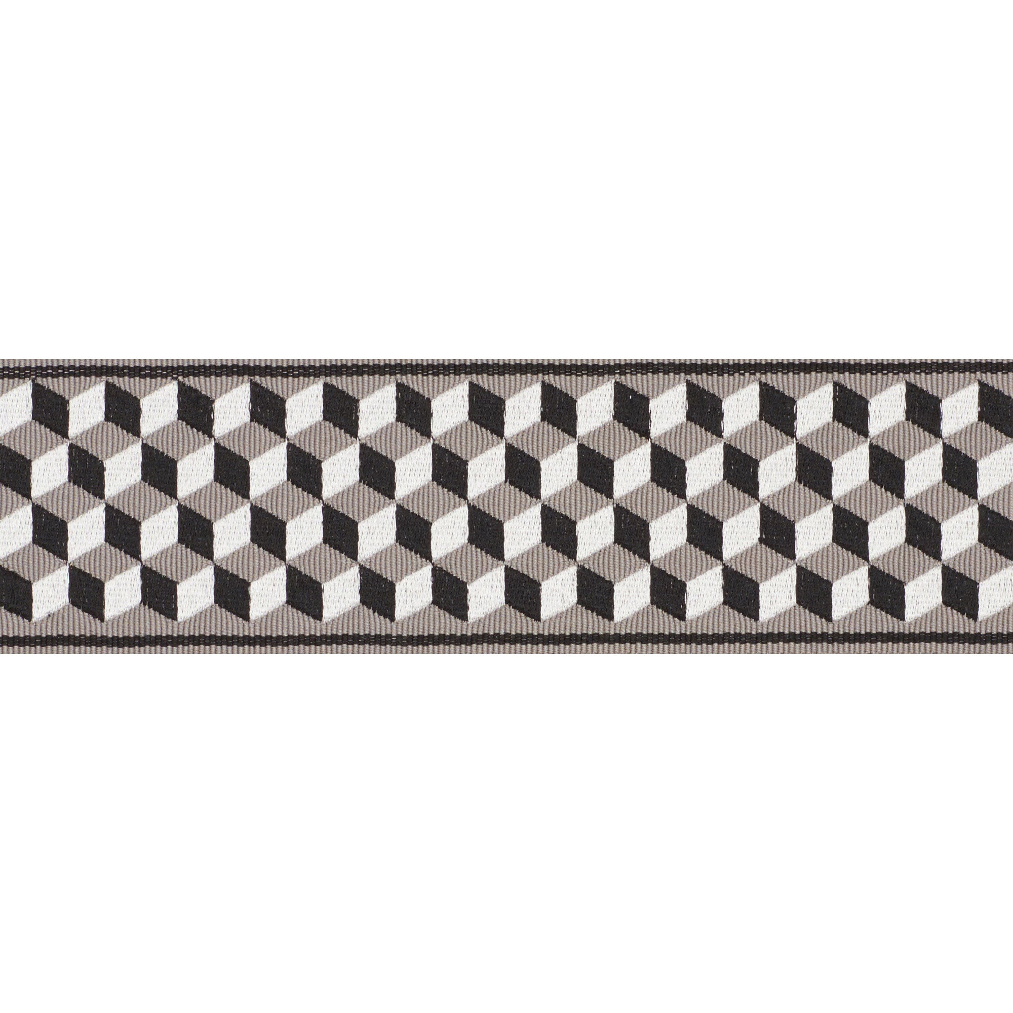 TUMBLING-BLOCKS-TAPE-GRISAILLE-NOIR-SCHUMACHER-71260 - Schumacher Trim