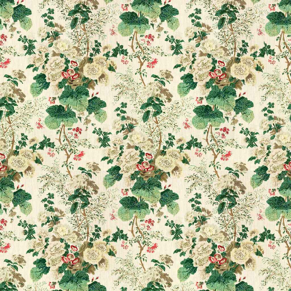 7136Lj0 Hollyhock Hdb White Brown Lee Jofa Fabric
