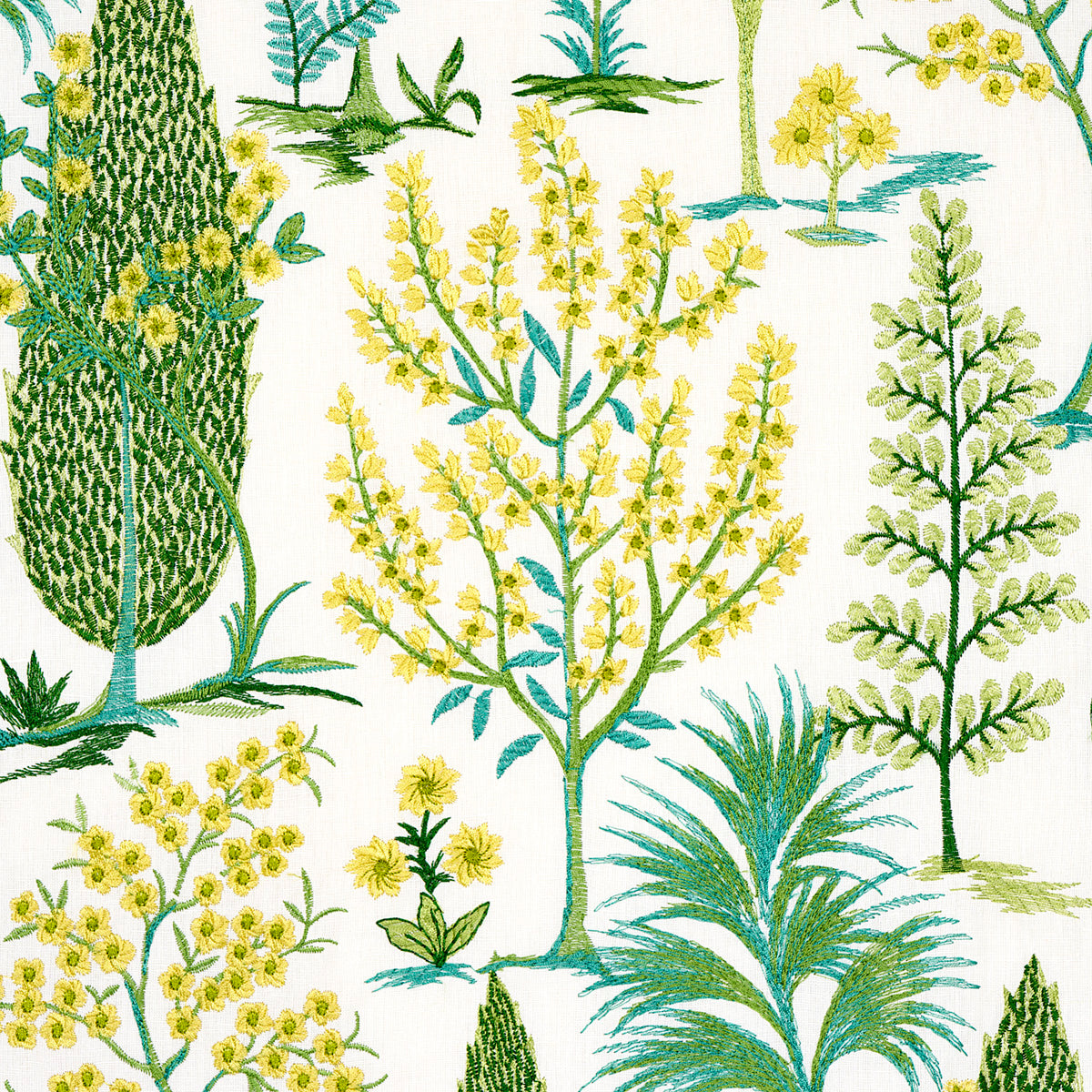 PANDORA-EMBROIDERY-GREEN-SCHUMACHER-71472 - Schumacher Fabric