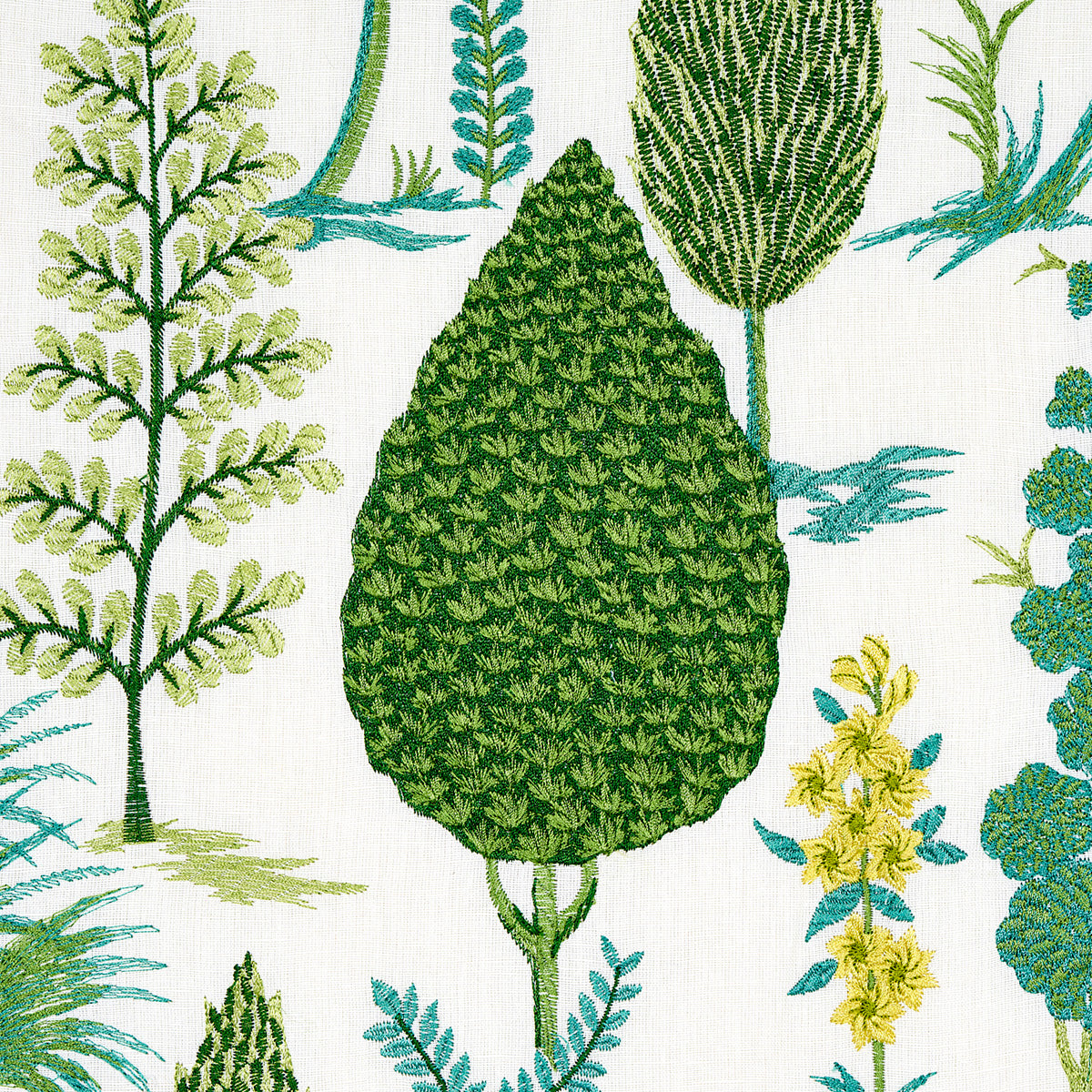 PANDORA-EMBROIDERY-GREEN-SCHUMACHER-71472 - Schumacher Fabric