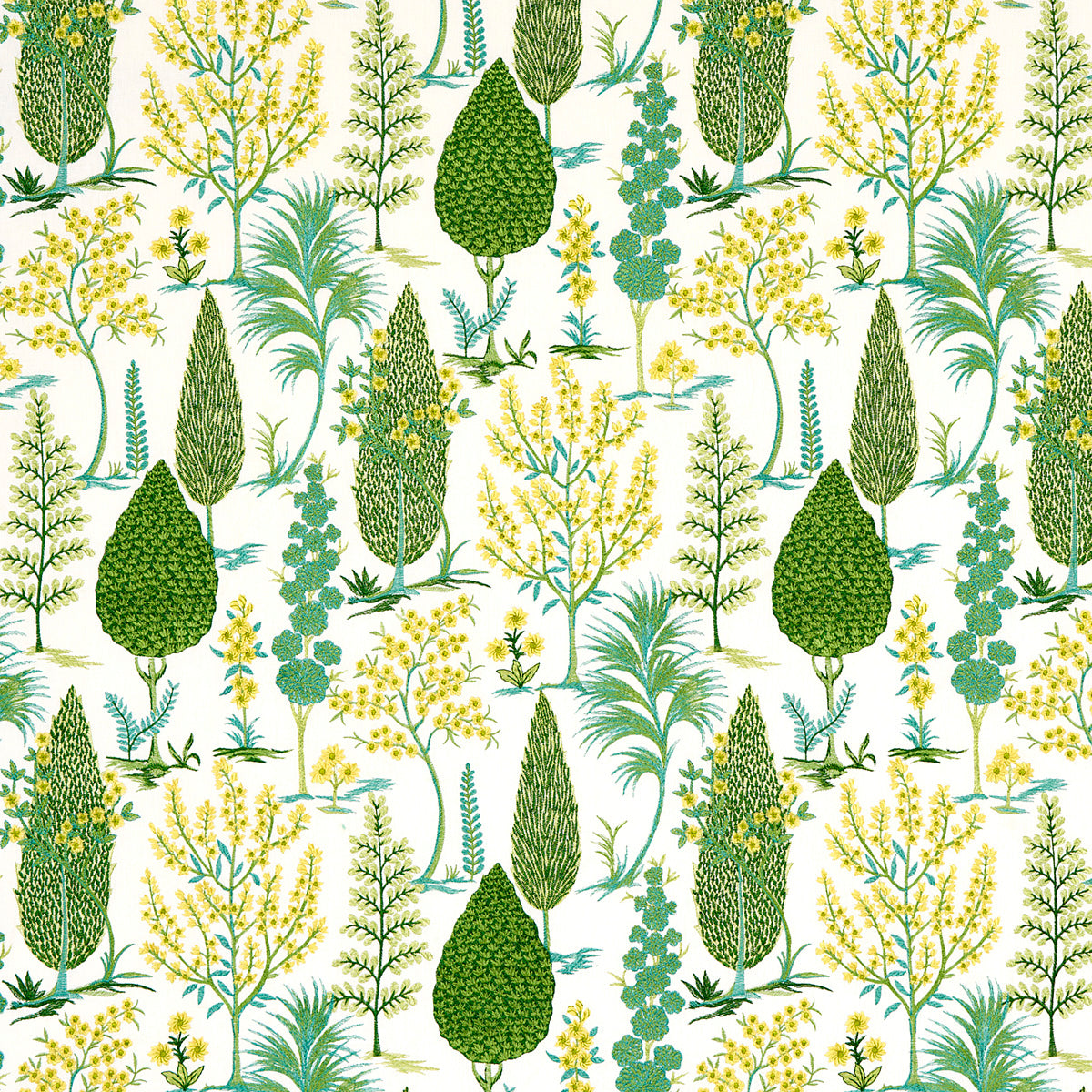 PANDORA-EMBROIDERY-GREEN-SCHUMACHER-71472 - Schumacher Fabric