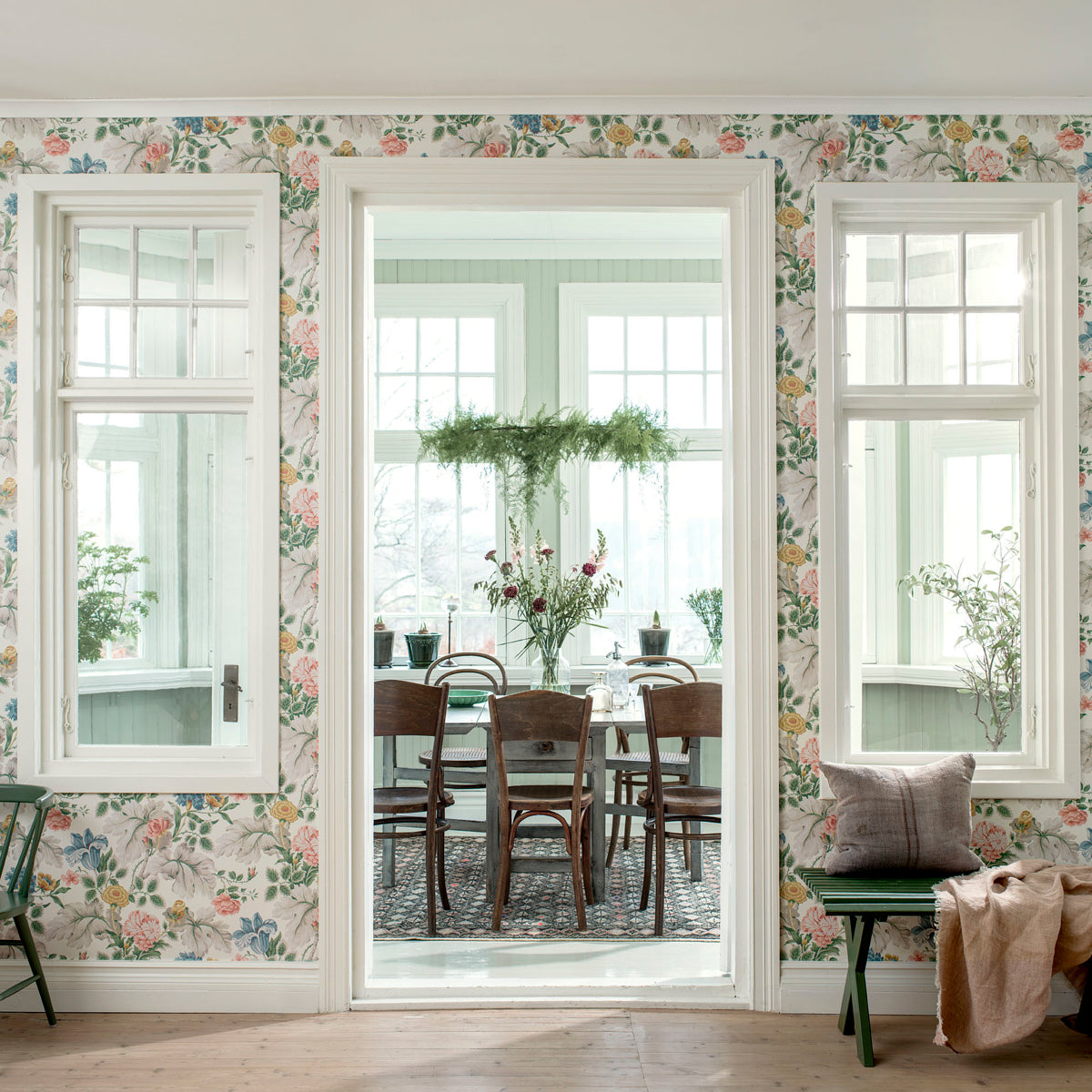 Carnation Garden Mural Multi wallpaper by Schumacher, 7236 — view 3 - Schumacher Wallpaper