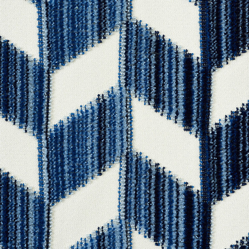 Chevron Strié Velvet - Lapis - Schumacher 72811 Fabric - Schumacher Fabric