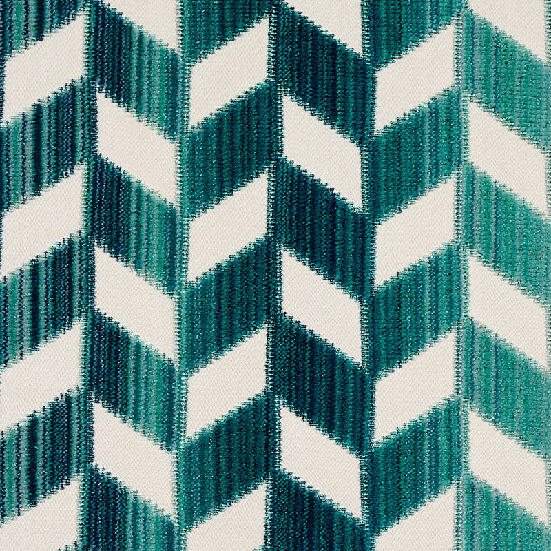 CHEVRON-STRI-VELVET-PEACOCK-SCHUMACHER-72813 - Schumacher Fabric