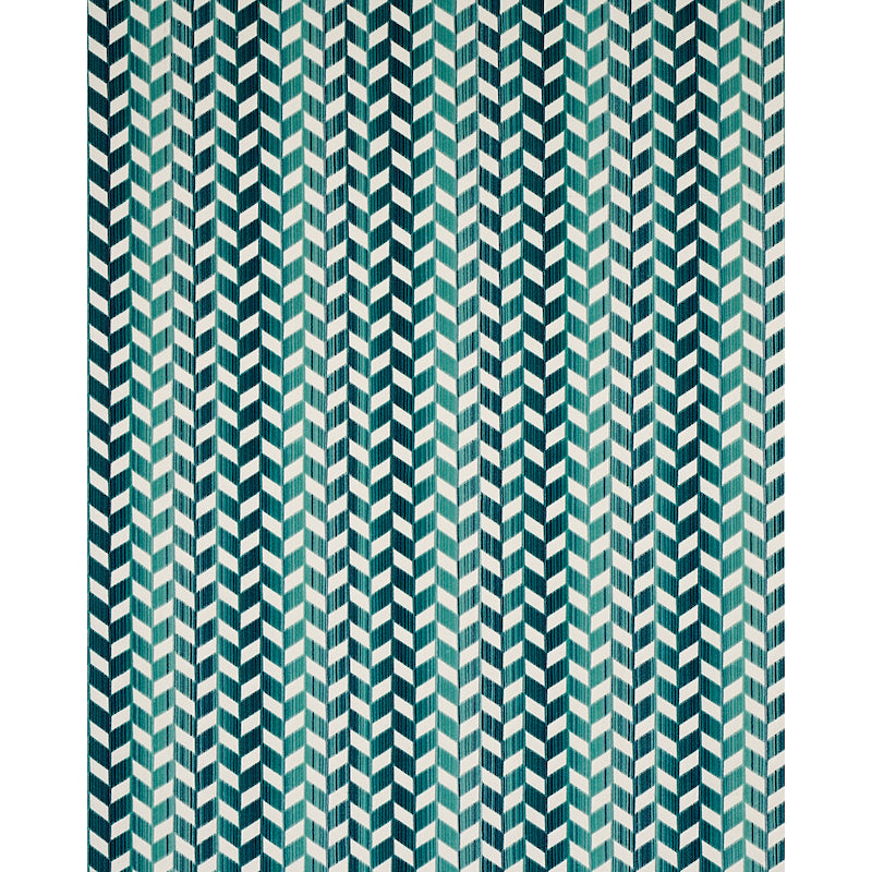 Chevron Strié Velvet - Peacock - Schumacher 72813 Fabric - Schumacher Fabric