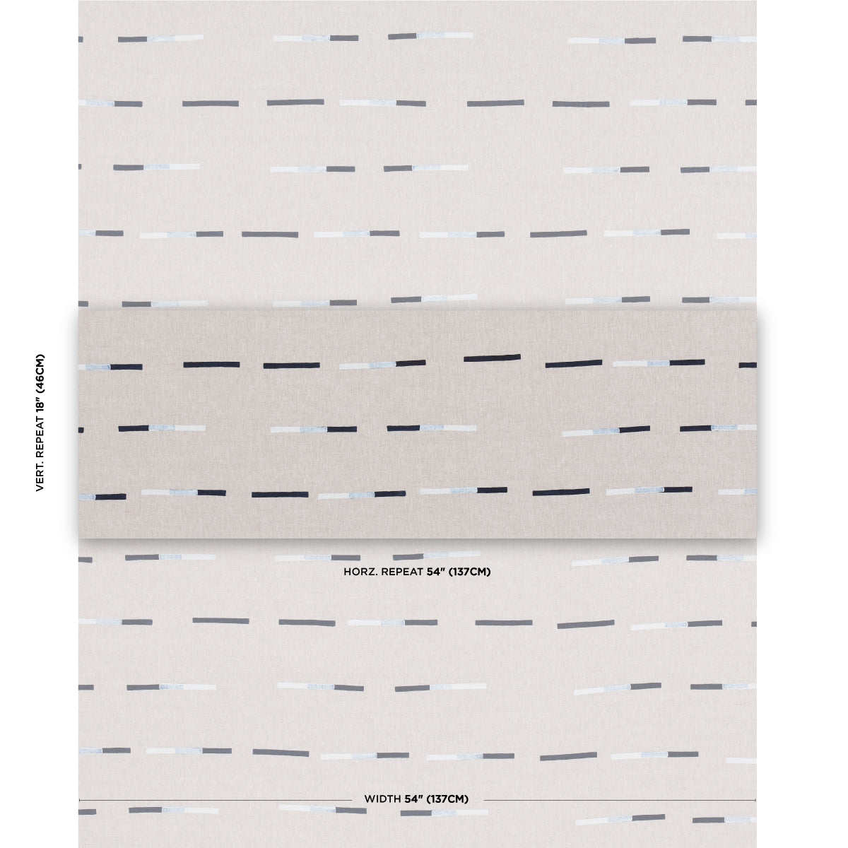 OVERLAPPING-DASHES-HAND-BLOCK-PRINT-NAVY-SCHUMACHER-74031 - Schumacher Tela