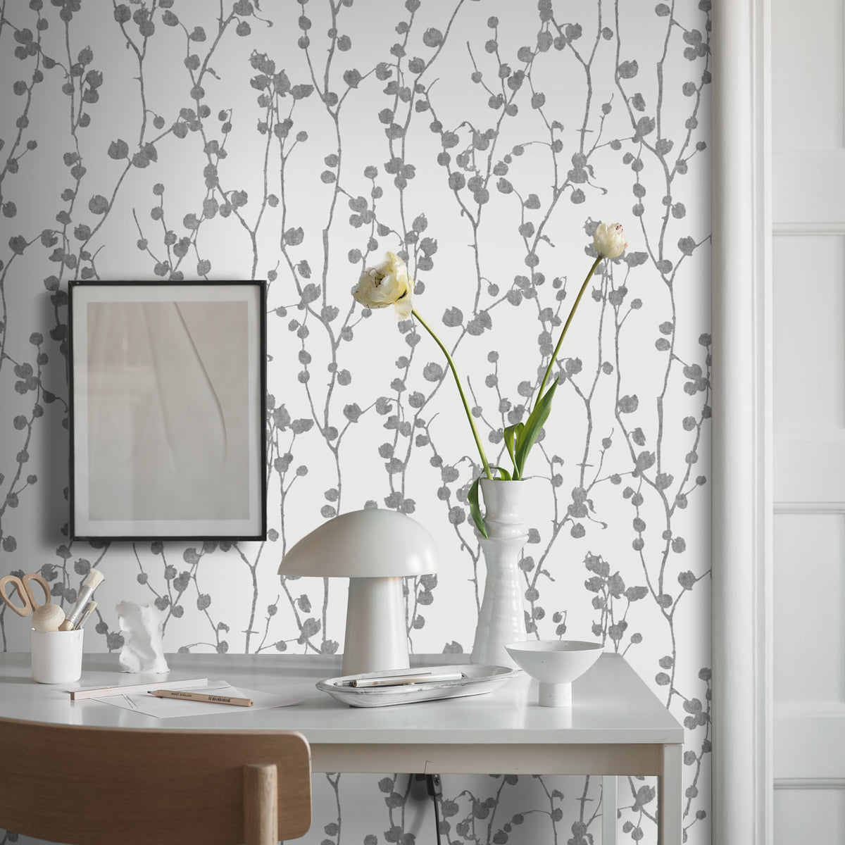 Disa Charcoal wallpaper by Schumacher, 7425 — view 3 - Schumacher Wallpaper