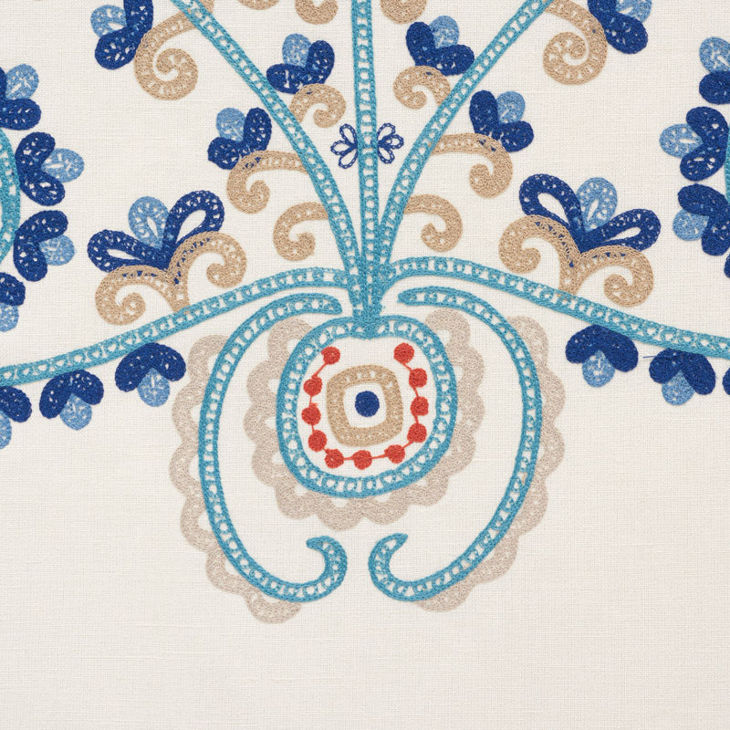 ESTRELLA-EMBROIDERY-INDIGO-SPICE-SCHUMACHER-74450 - Schumacher Fabric