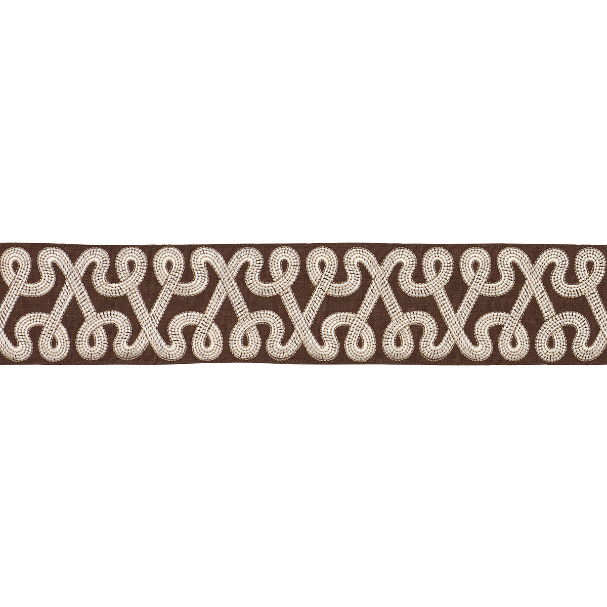 FREEFORM-EMBROIDERED-TAPE-CHOCOLATE-SCHUMACHER-76736 - Schumacher Trim