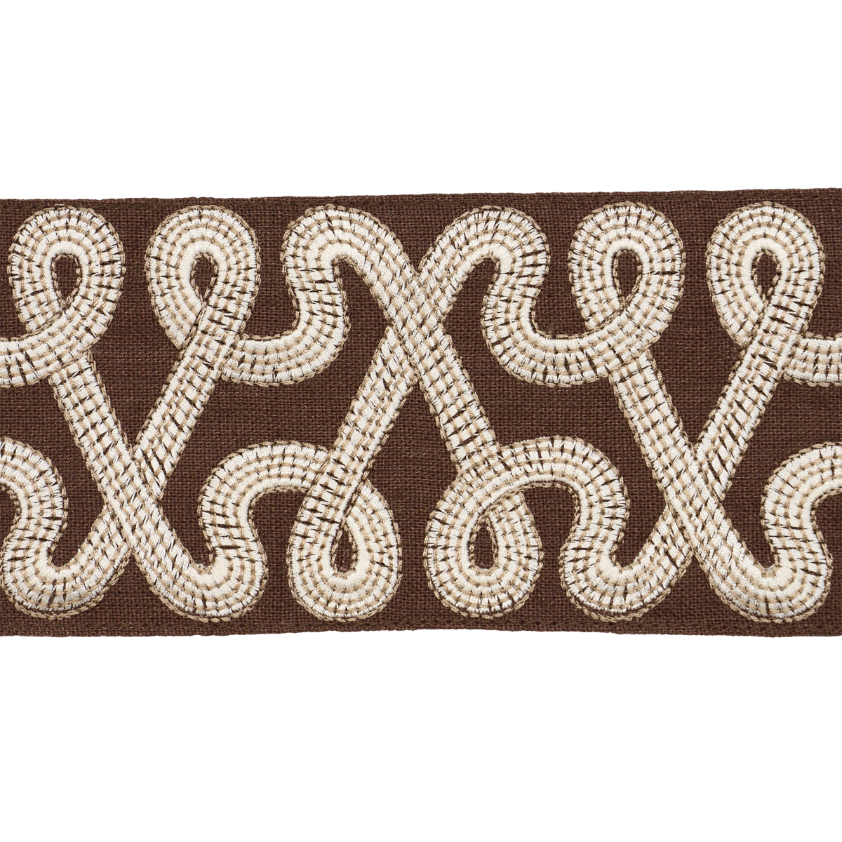 FREEFORM-EMBROIDERED-TAPE-CHOCOLATE-SCHUMACHER-76736 - Schumacher Trim