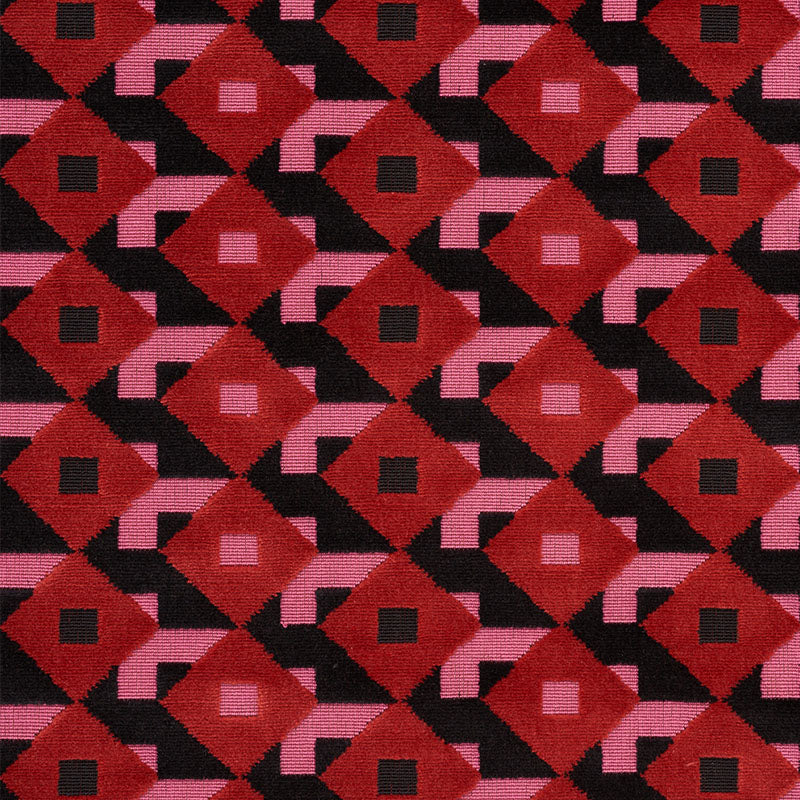 DAZZLE-SHIP-VELVET-PINK-BLACK-SCHUMACHER-77240 - Schumacher Fabric