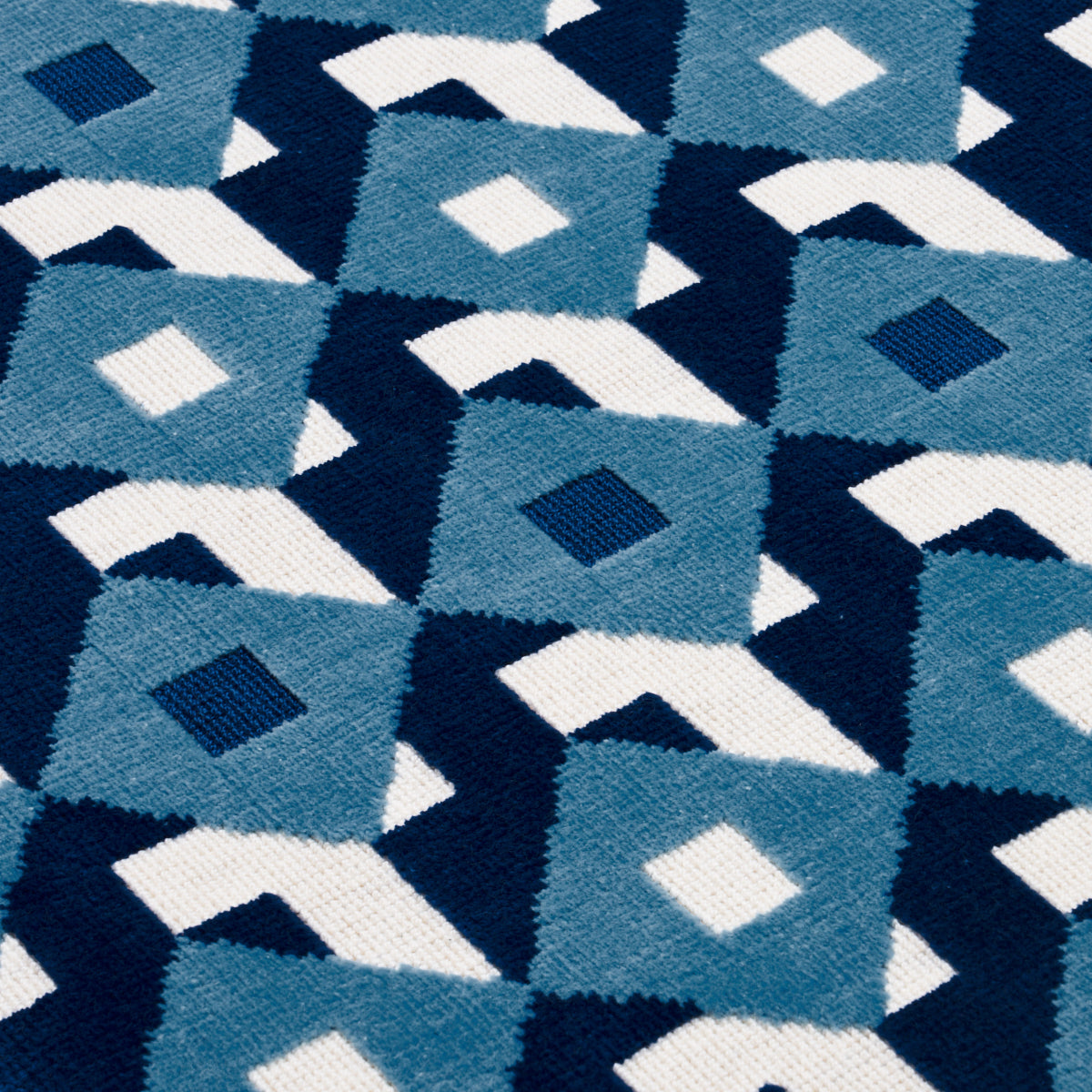 Dazzle Ship Velvet - Azure - Schumacher 77243 Fabric - Schumacher Fabric