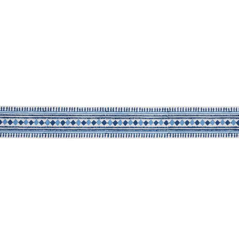 TOULA-HAND-BLOCKED-LINEN-TAPE-BLUES-SCHUMACHER-77330 - Schumacher Trim