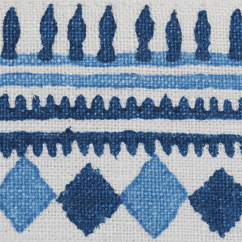 TOULA-HAND-BLOCKED-LINEN-TAPE-BLUES-SCHUMACHER-77330 - Schumacher Trim
