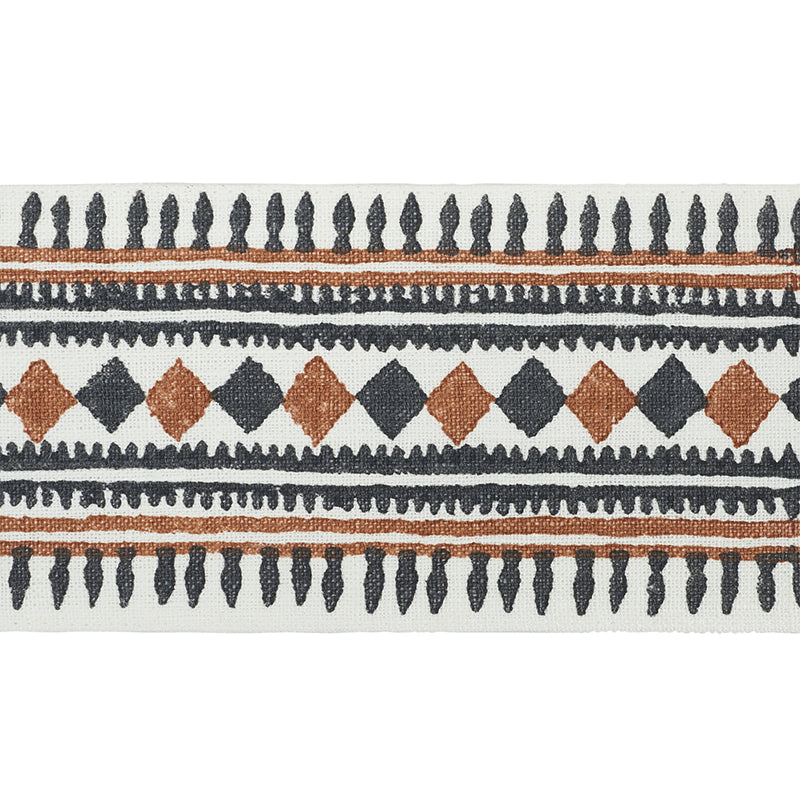 TOULA-HAND-BLOCKED-LINEN-TAPE-BLACK-BROWN-SCHUMACHER-77333 - Schumacher Trim