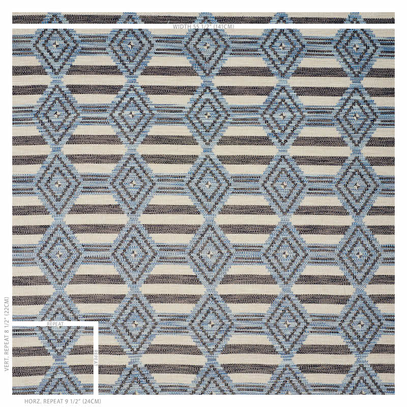 Manta Performance - Blue - Schumacher 77442 Fabric - Schumacher Fabric