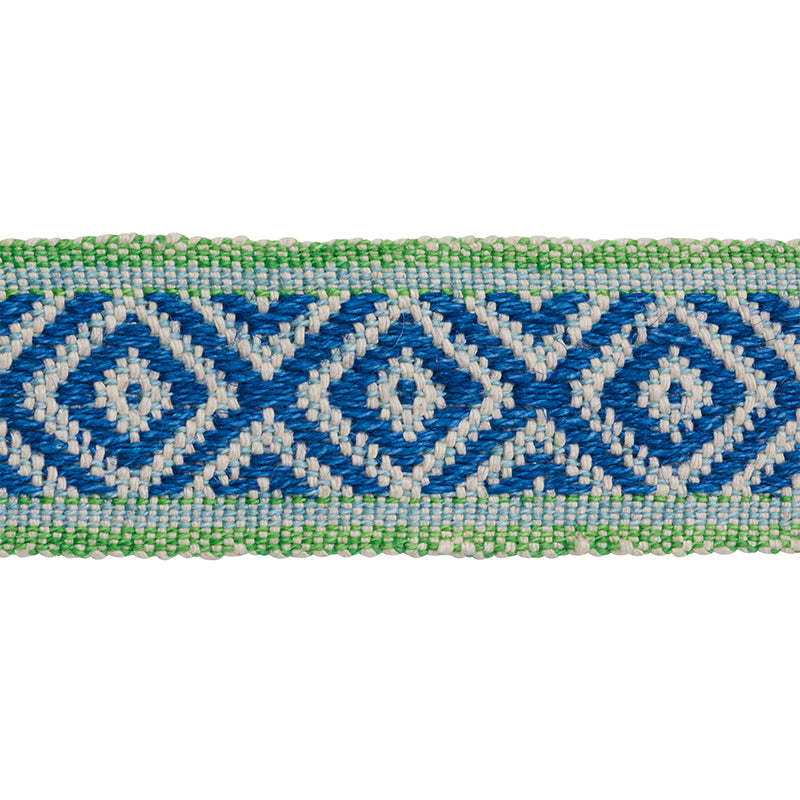 LARSON-HANDWOVEN-TAPE-BLUE-GREEN-SCHUMACHER-77461 - Schumacher Trim