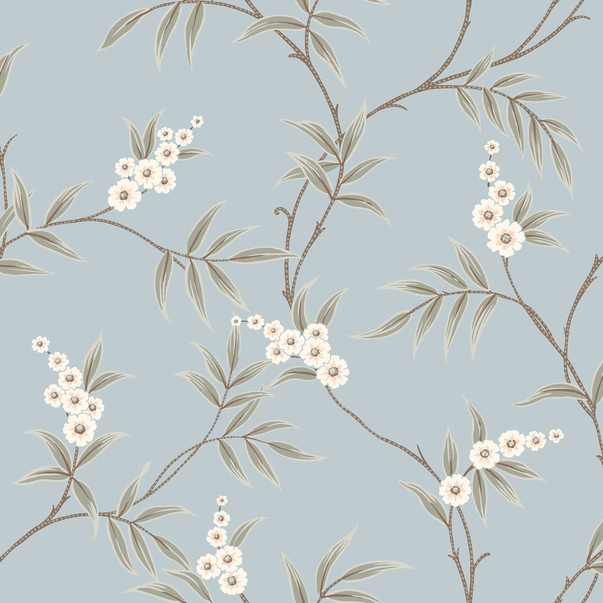 Floral Tree - Sky - Schumacher 7762 Wallpaper - Schumacher Wallpaper