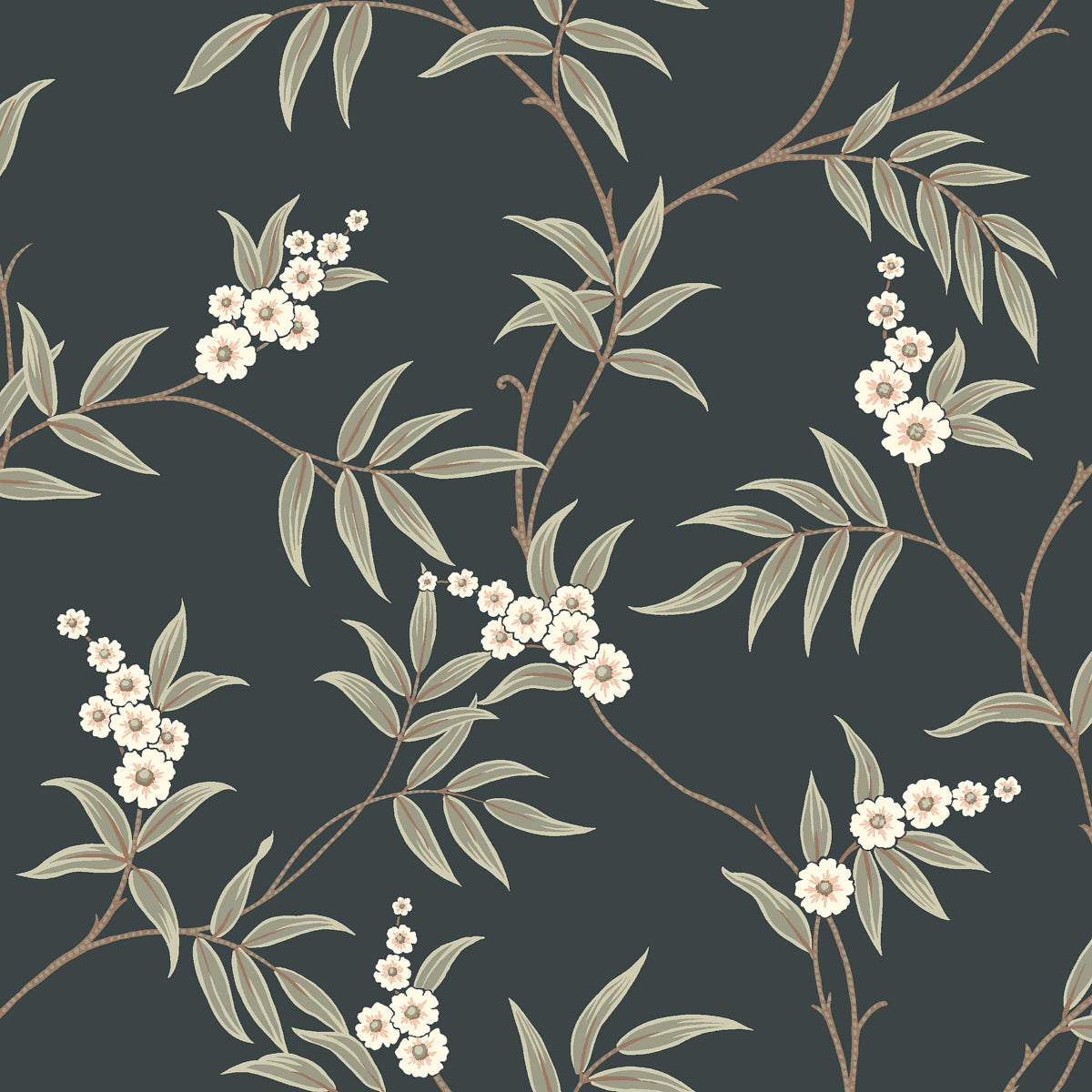 Floral Tree - Spruce - Schumacher 7765 Wallpaper