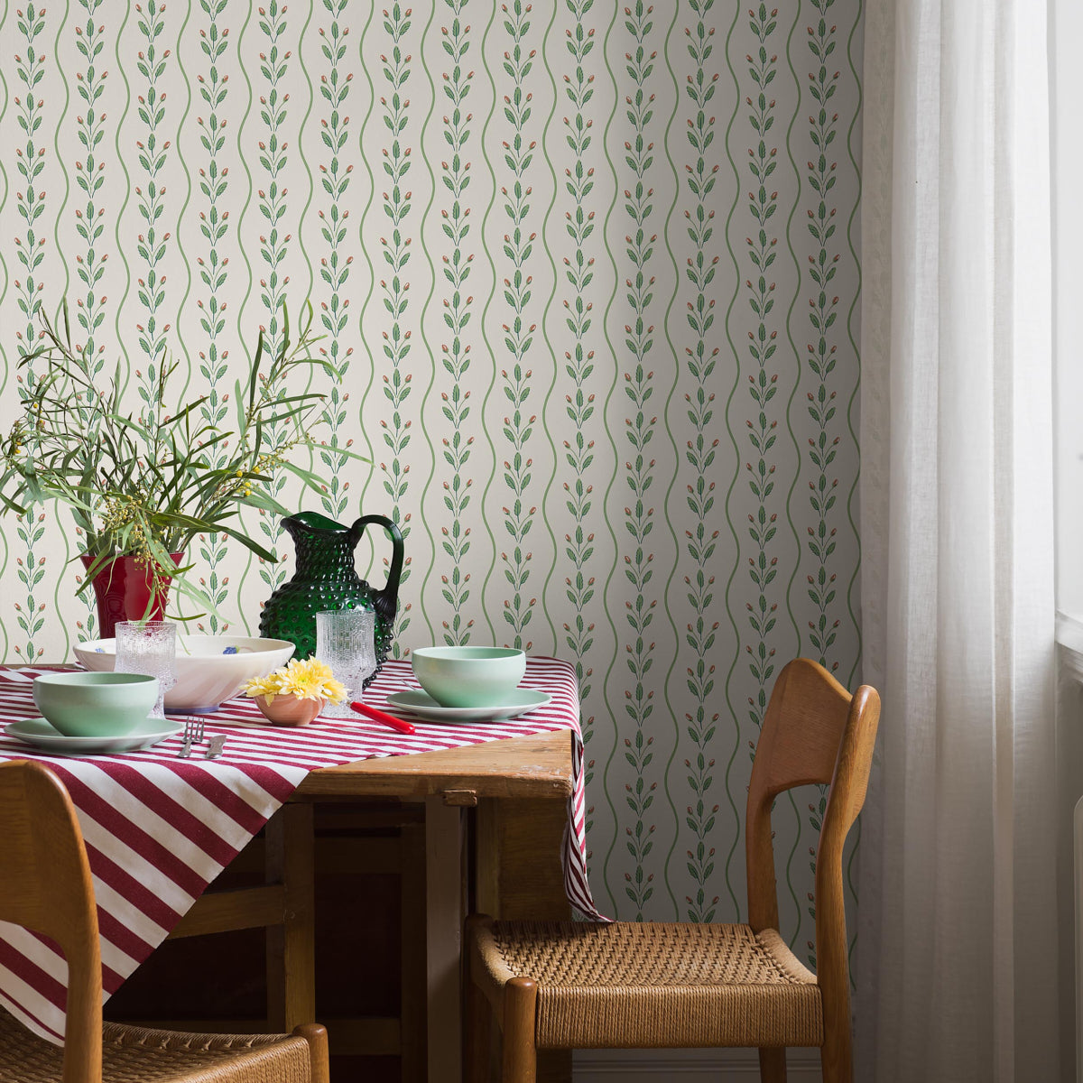Flower Buds - Green - Schumacher 7778 Wallpaper - Schumacher Wallpaper