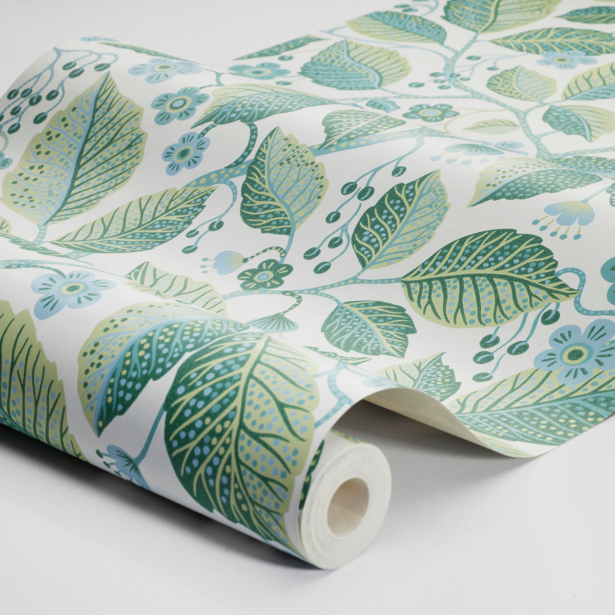Elm Tree - Blue And Green - Schumacher 7784 Wallpaper - Schumacher Wallpaper