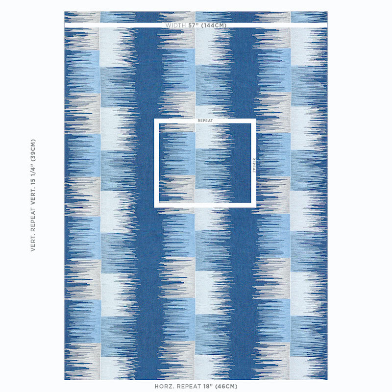 SUNBURST-STRIPE-EMBROIDERY-BLUES-SCHUMACHER-78402 - Schumacher Fabric