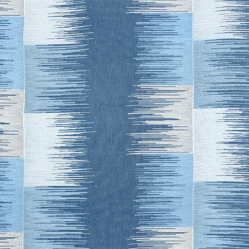 SUNBURST-STRIPE-EMBROIDERY-BLUES-SCHUMACHER-78402 - Schumacher Fabric