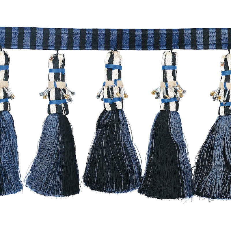 ANTONY-TASSEL-TRIM-BLUE-BLACK-SCHUMACHER-79600 - Schumacher Recortar