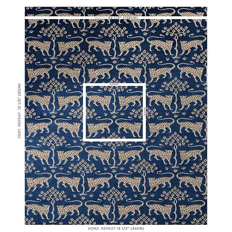 WOODLAND-LEOPARD-VELVET-SAPPHIRE-SCHUMACHER-80082 - Schumacher Fabric