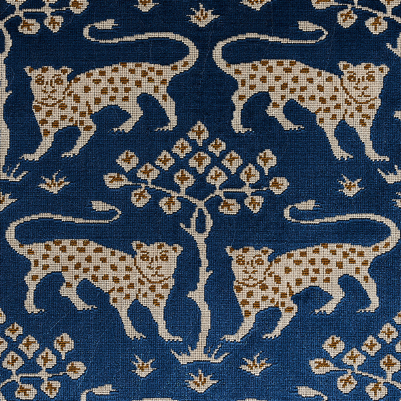 WOODLAND-LEOPARD-VELVET-SAPPHIRE-SCHUMACHER-80082 - Schumacher Fabric