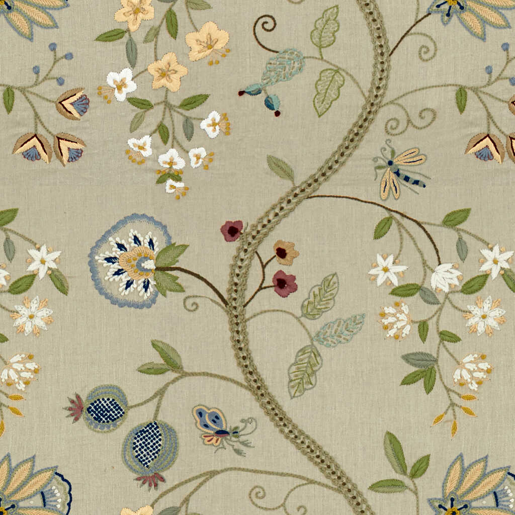 Claudia - Aqua/Gray - BRUNSCHWIG & FILS Fabric