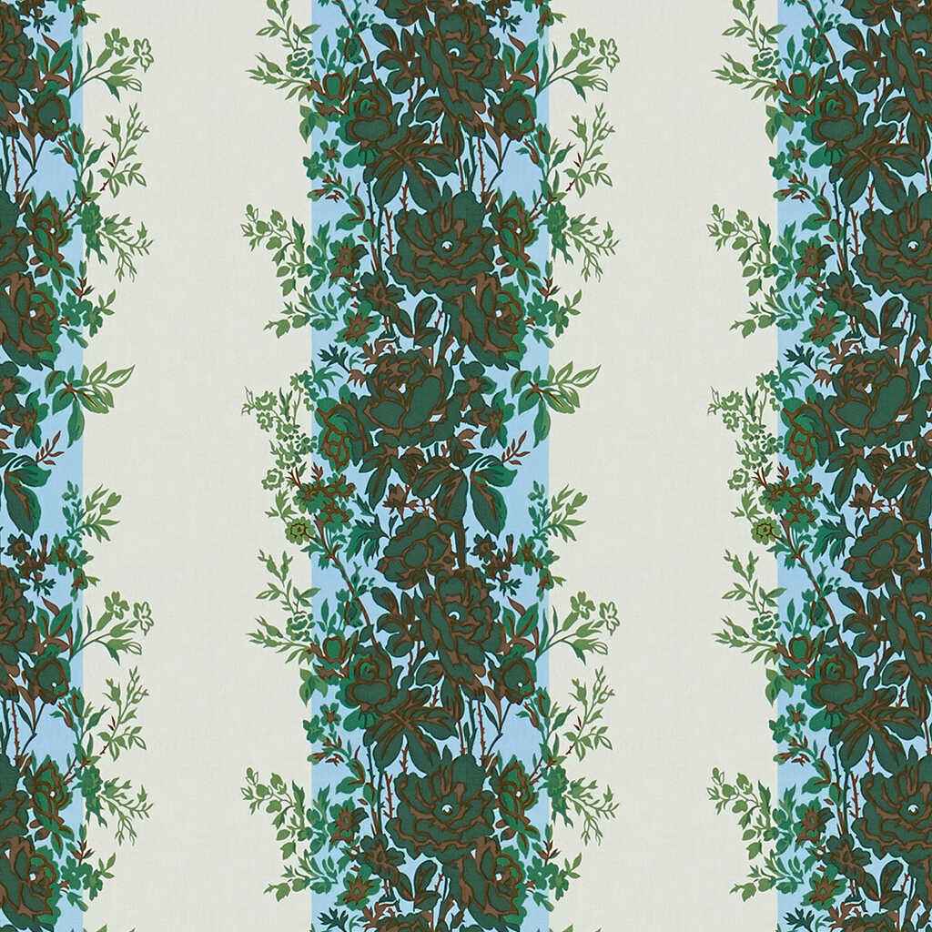 801514550 Rayure Fleurie Blue Green Brunschwig Fils Fabric