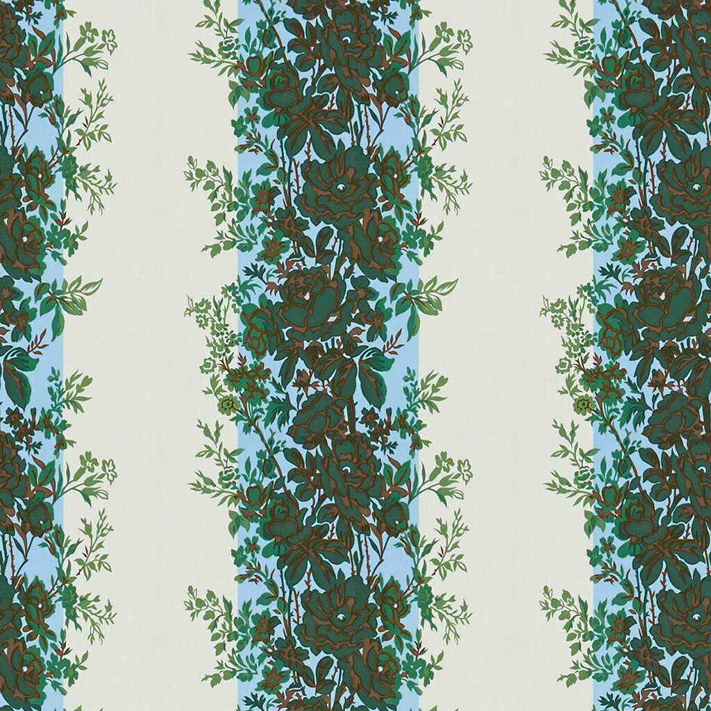 Rayure Fleurie - Blue/Green - BRUNSCHWIG & FILS Fabric