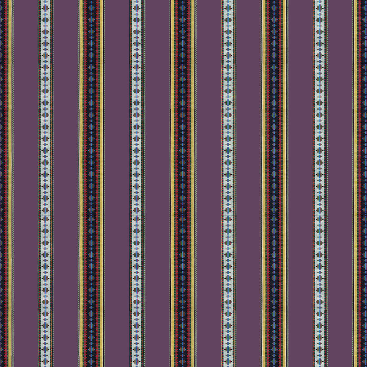 Rayure Broderie - Aubergine - BRUNSCHWIG & FILS Tela