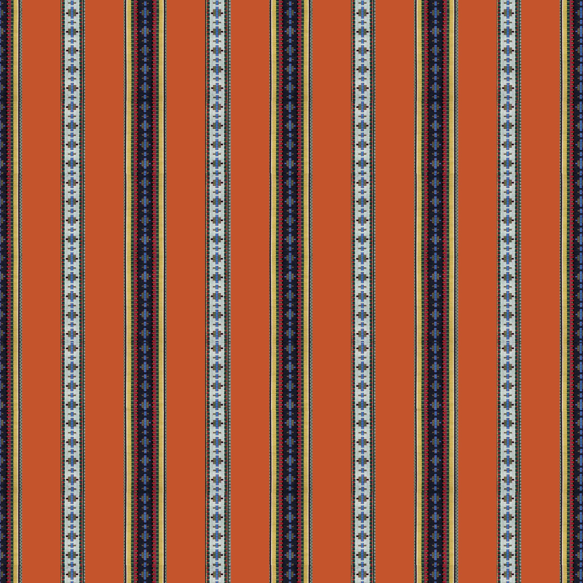 Rayure Broderie - Orange - Brunschwig & Fils Fabric