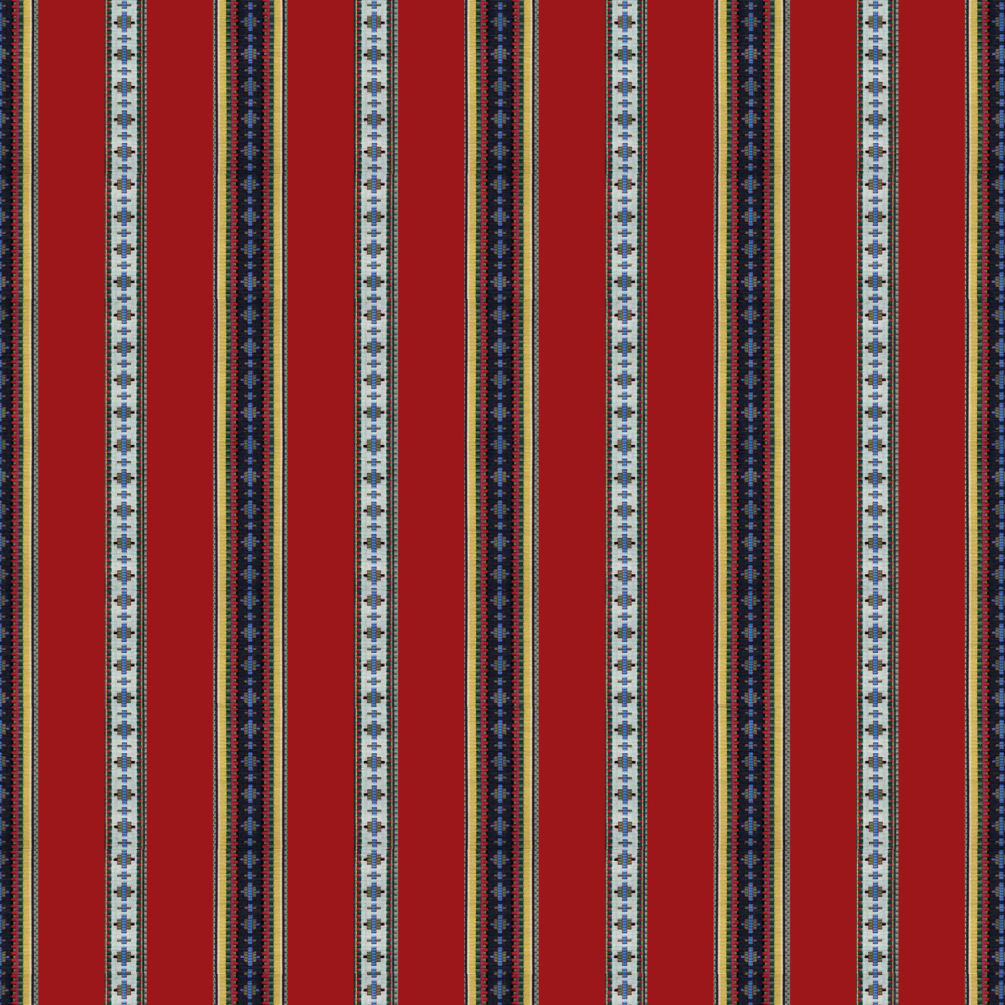 Rayure Broderie - Red - Brunschwig & Fils Fabric
