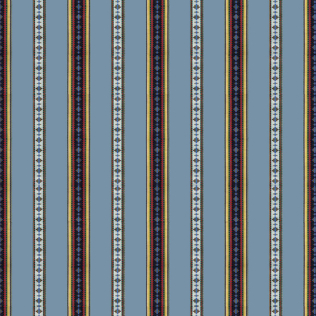 Rayure Broderie - Bleu - BRUNSCHWIG & FILS Tela