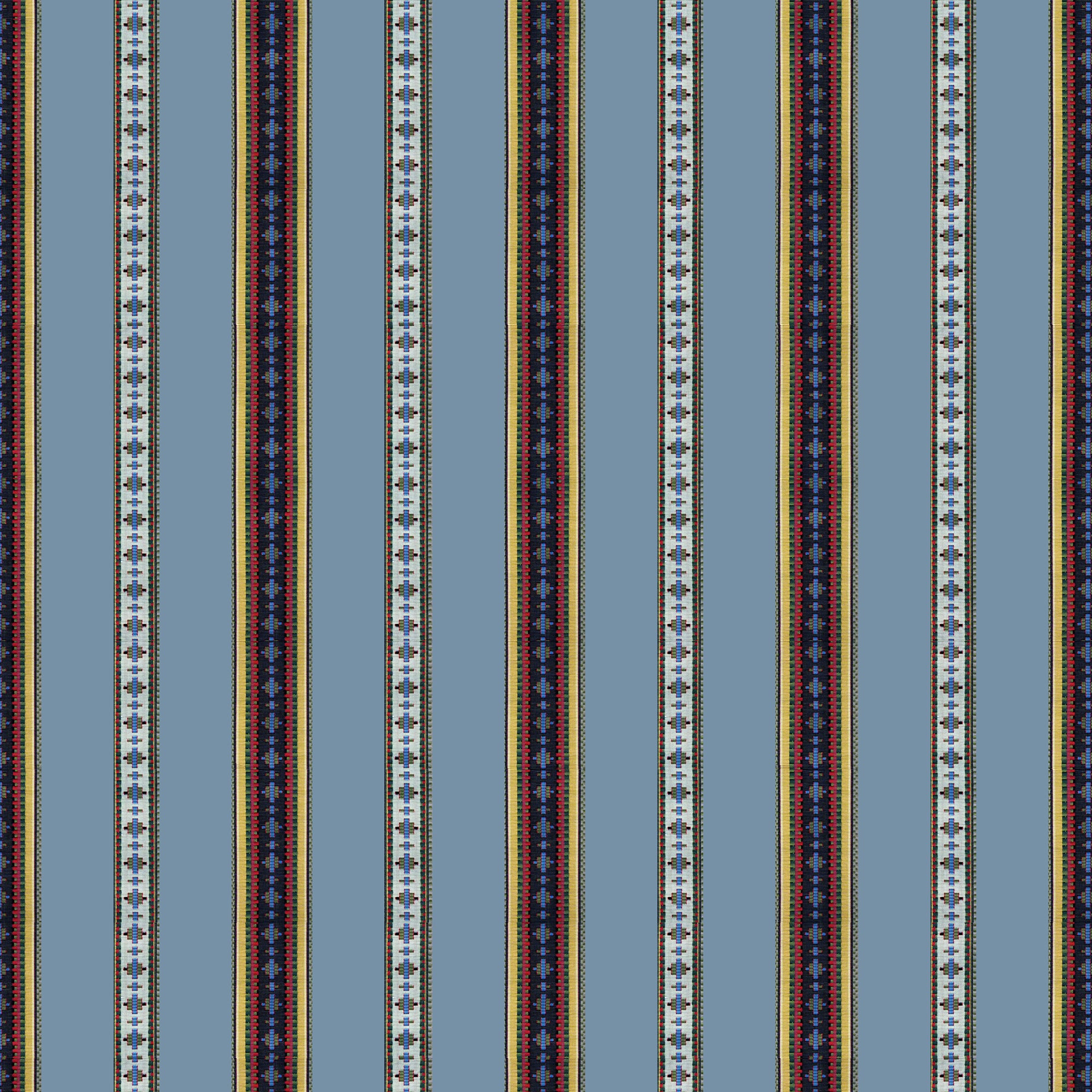 Rayure Broderie - Bleu - Brunschwig & Fils Fabric