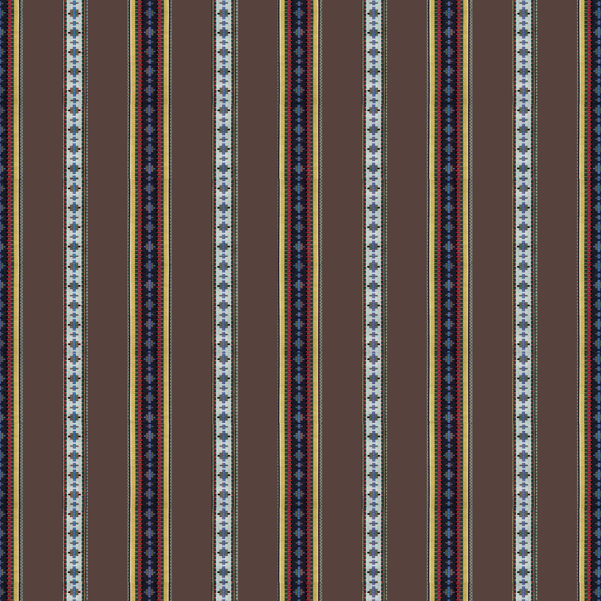 Rayure Broderie - Brun - Brunschwig & Fils Fabric