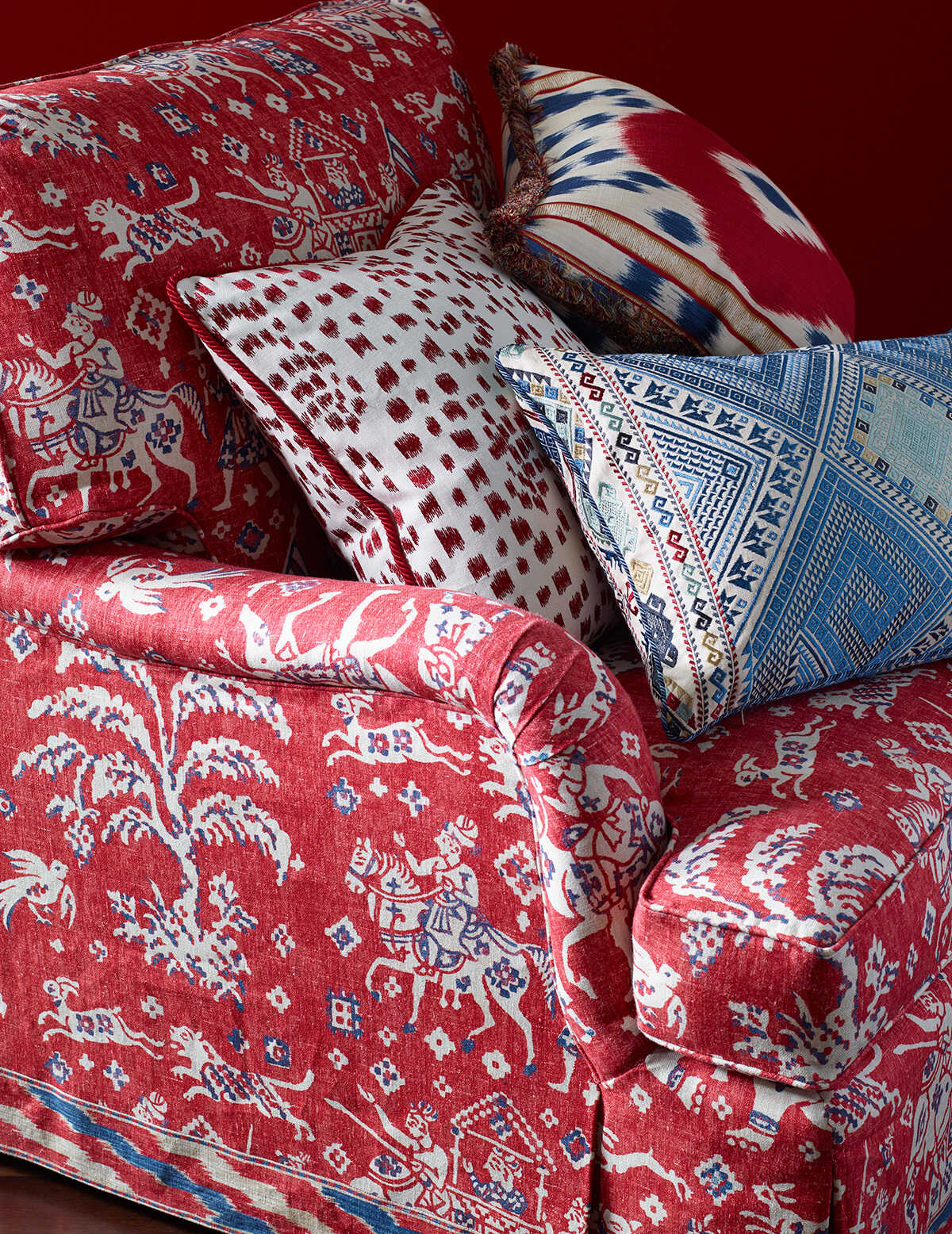 Varkala Print - Red/Blue - BRUNSCHWIG & FILS Fabric