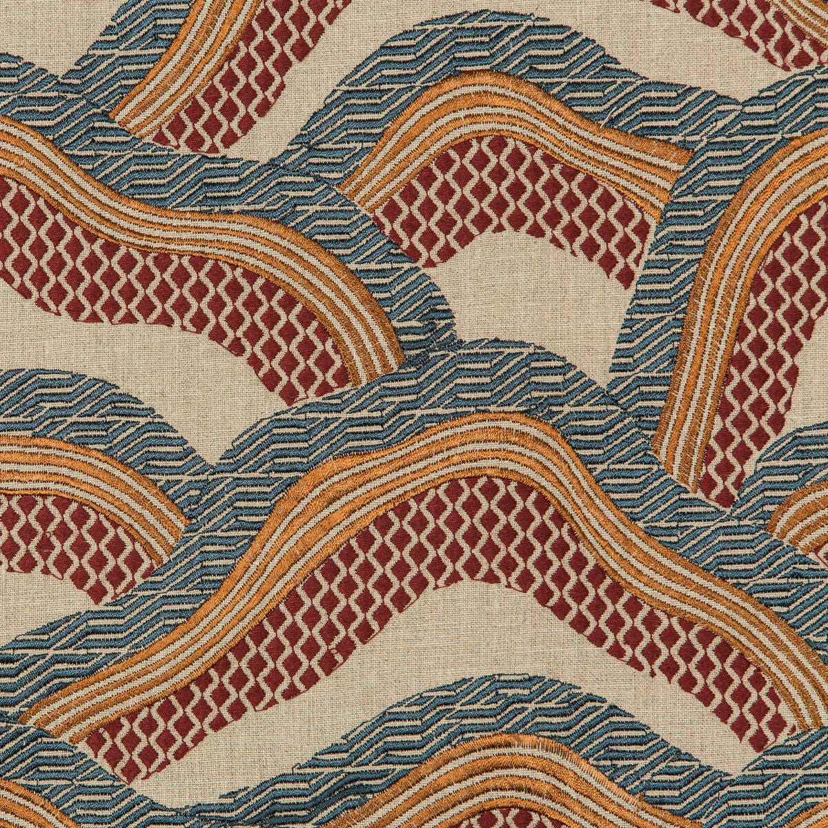 Les Rizieres Emb - Rust/Grey - Brunschwig & Fils Fabric