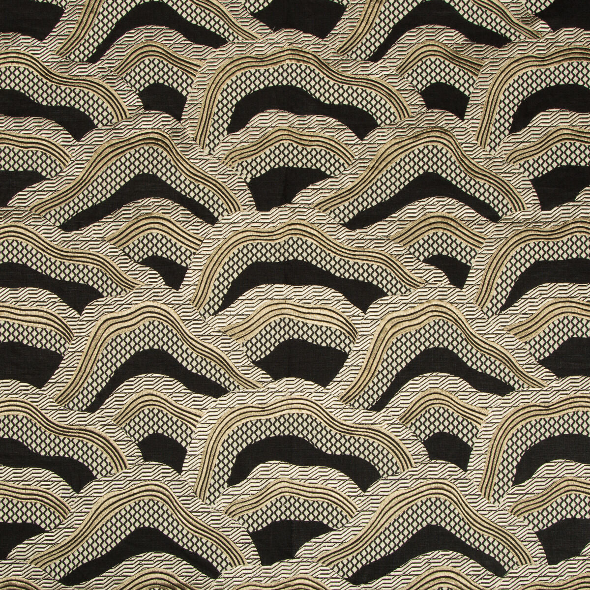 Les Rizieres Emb - Black/Gold - Brunschwig & Fils Fabric