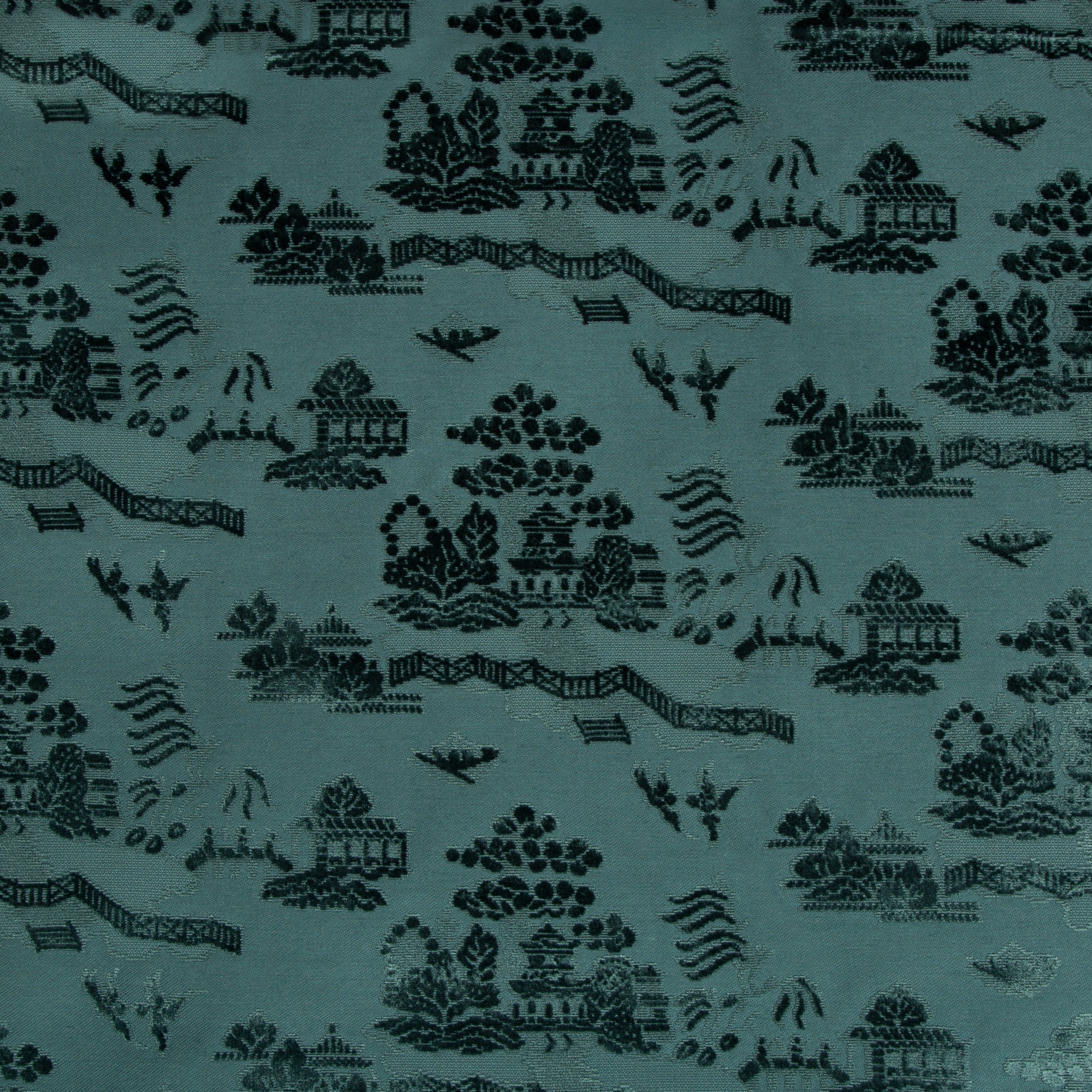La Pagode Velvet - Teal - Brunschwig & Fils Fabric