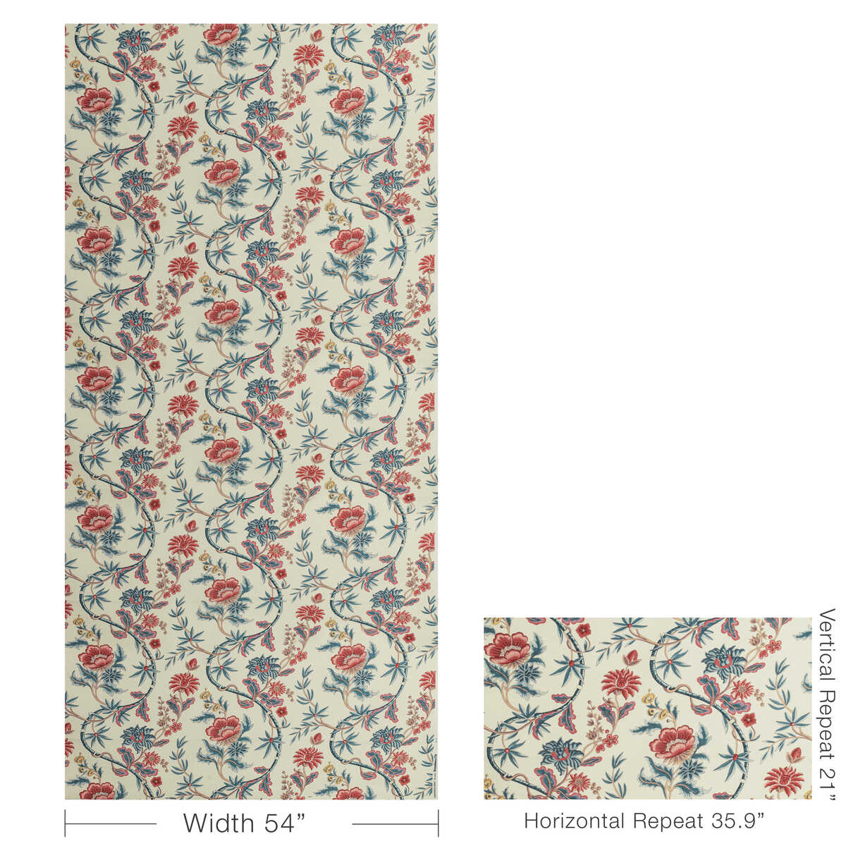 Veronique Print - Blue - BRUNSCHWIG & FILS Tela