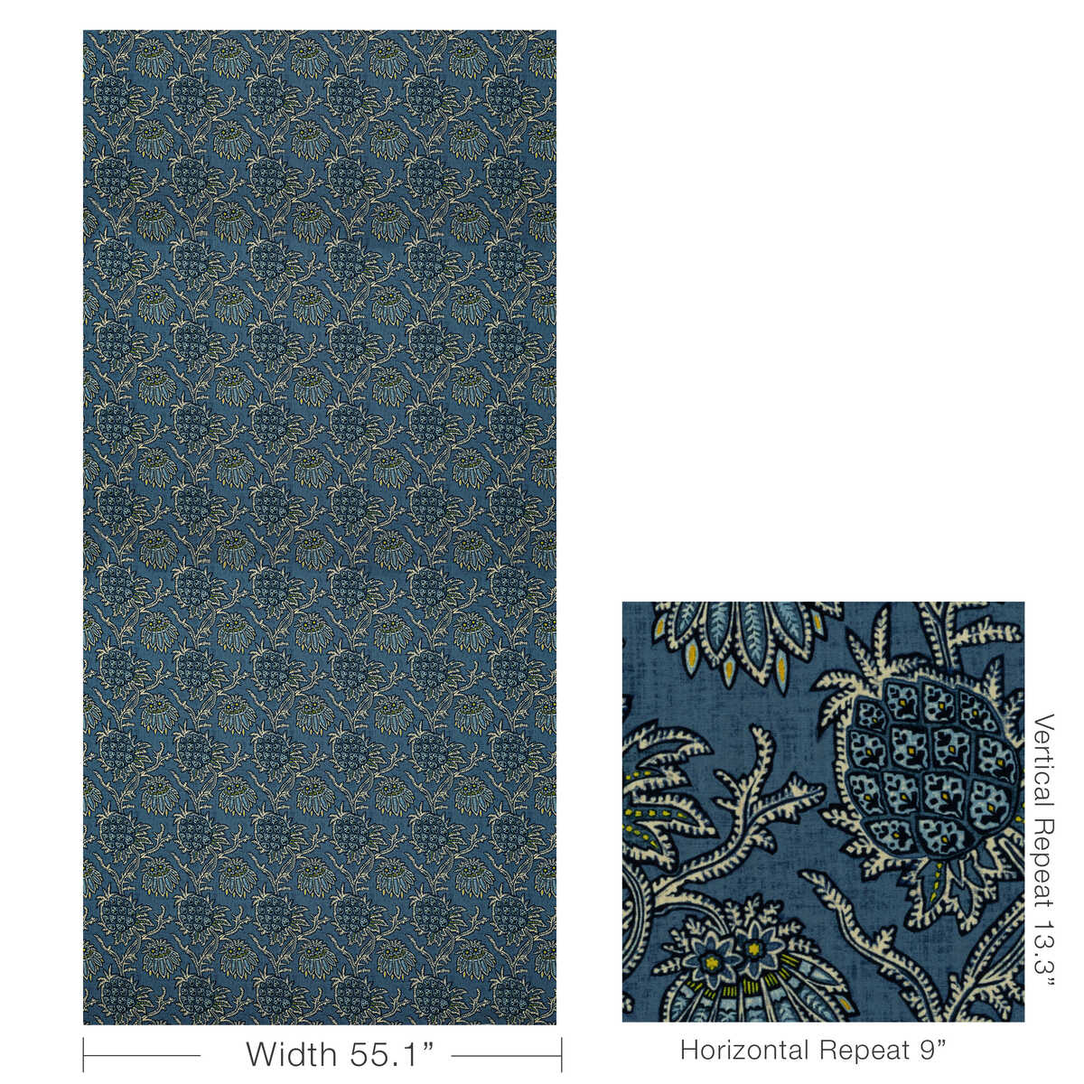 Brassac Print - Indigo - BRUNSCHWIG & FILS Tela