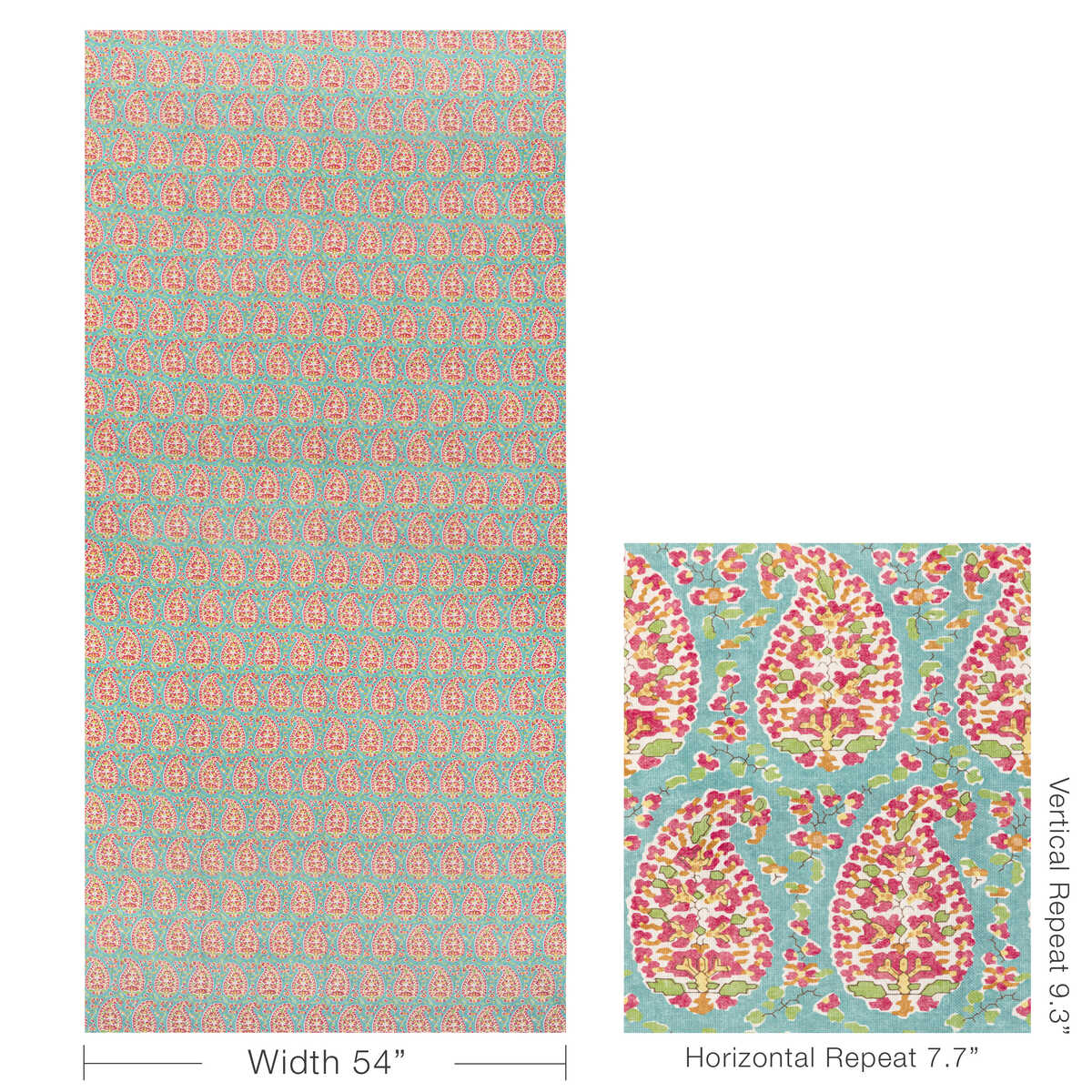 Rougier Print - Aqua - BRUNSCHWIG & FILS Fabric