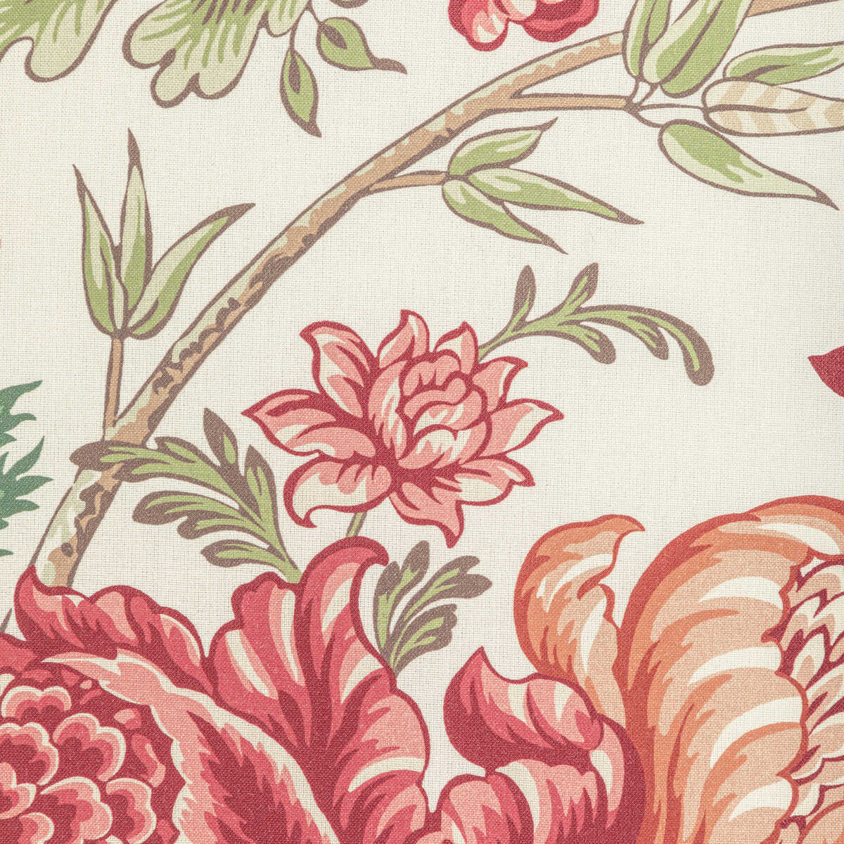 Luberon Print - Berry/Leaf - BRUNSCHWIG & FILS Fabric